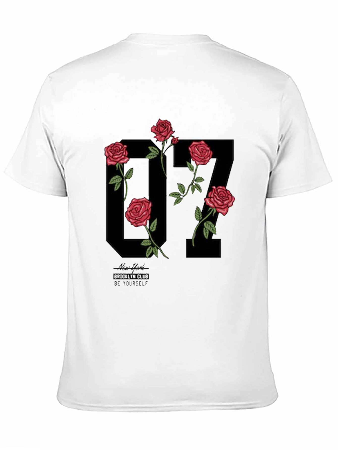 Floral Number Graphic Black T-Shirt