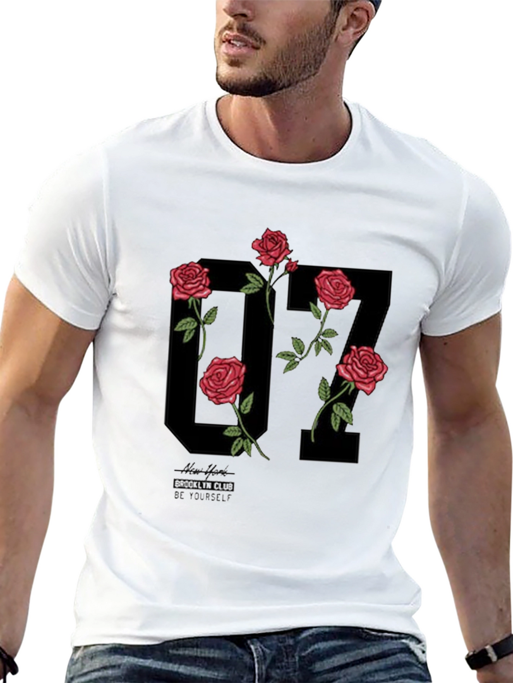 Floral Number Graphic Black T-Shirt