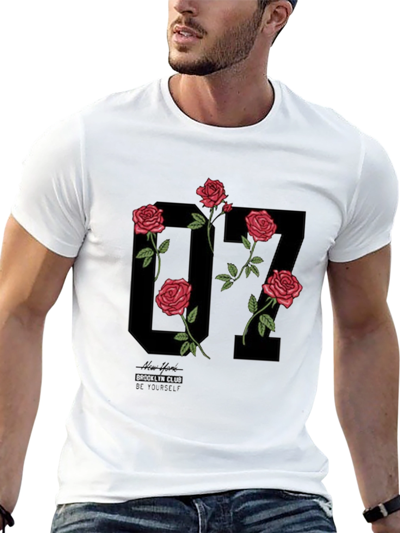 Floral Number Graphic Black T-Shirt