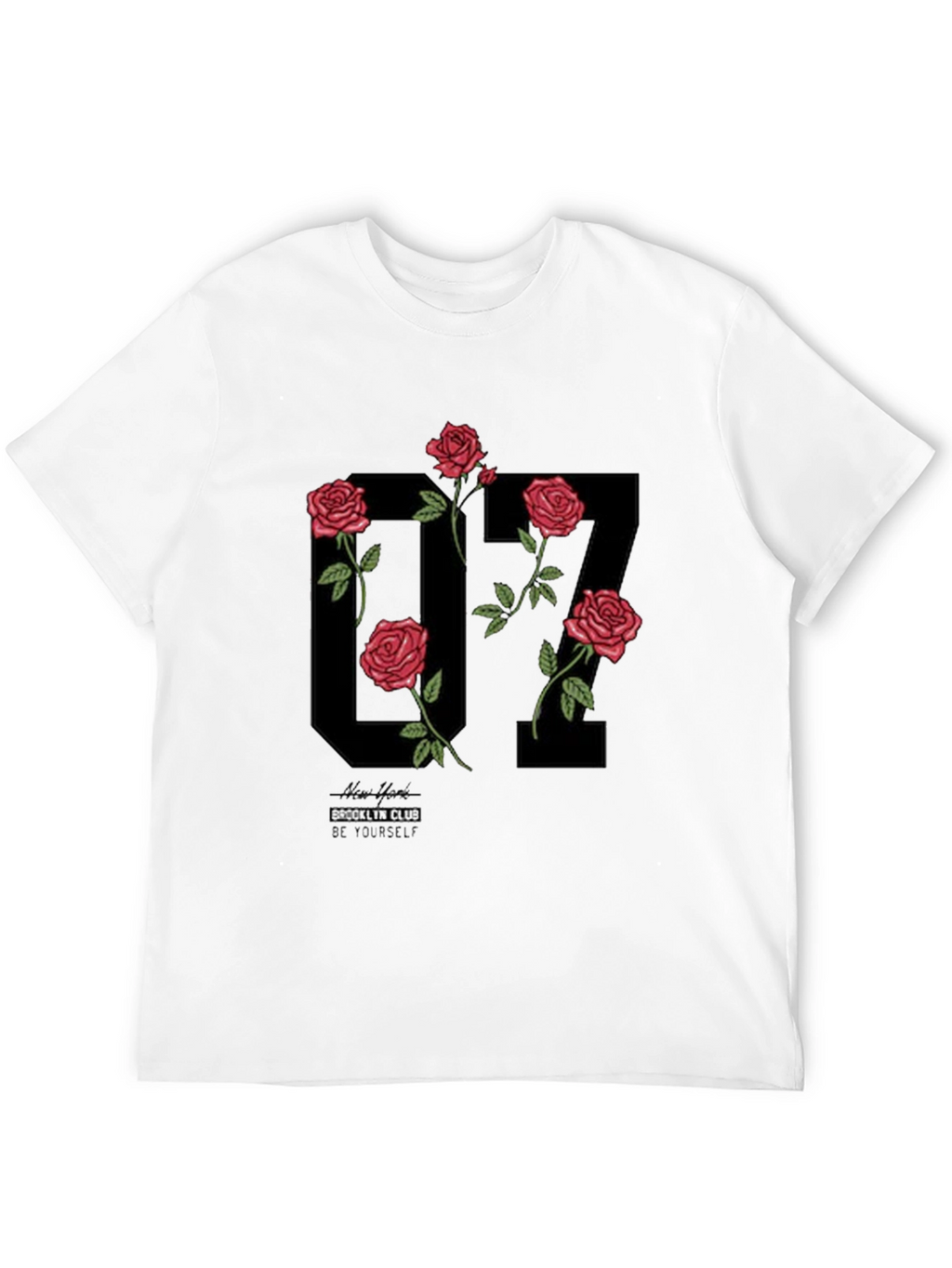 Floral Number Graphic Black T-Shirt