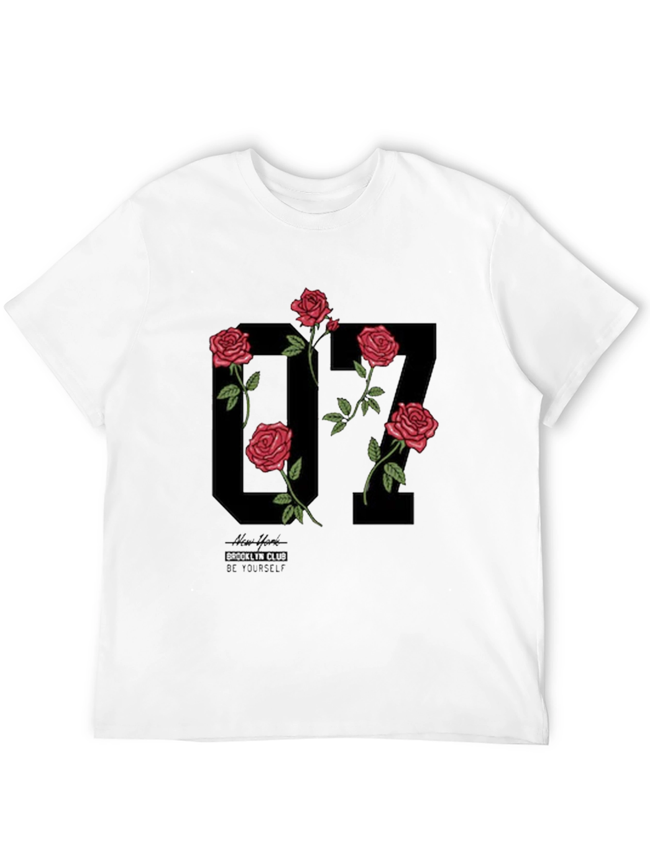 Floral Number Graphic Black T-Shirt