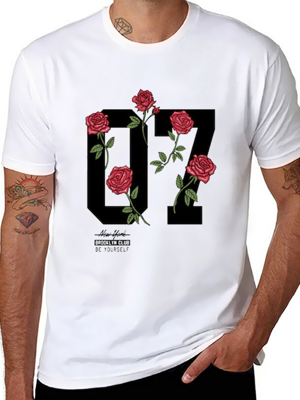 Floral Number Graphic Black T-Shirt