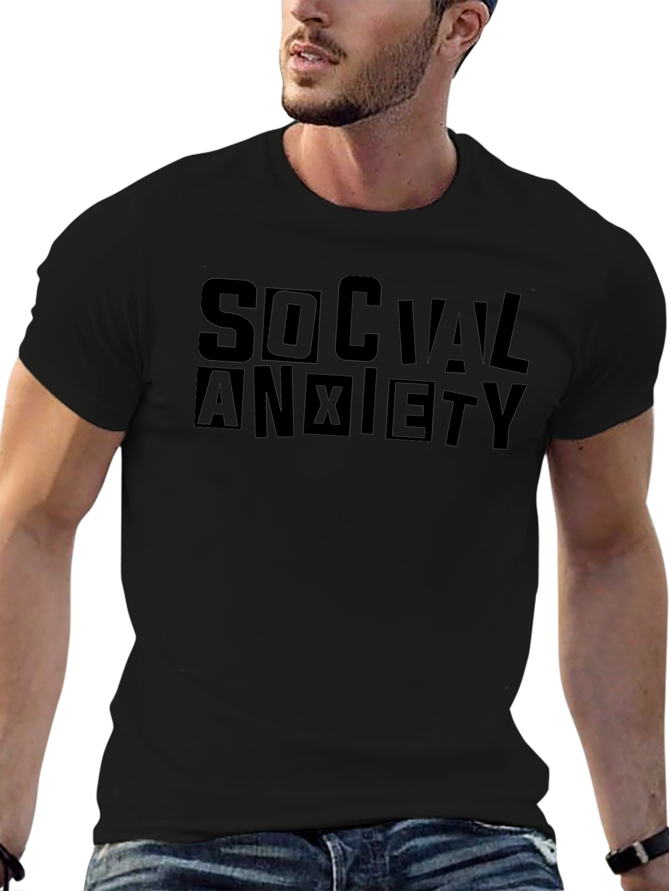 Social Anxiety Black Graphic T-Shirt