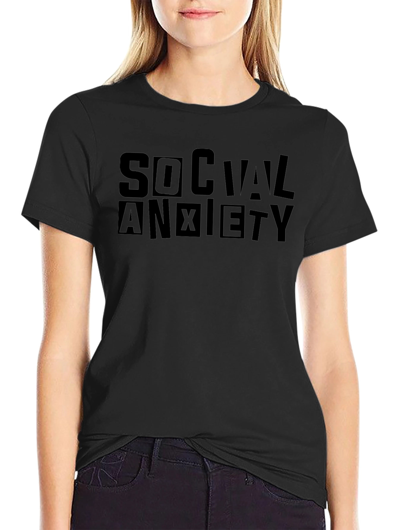 Social Anxiety Black Graphic T-Shirt