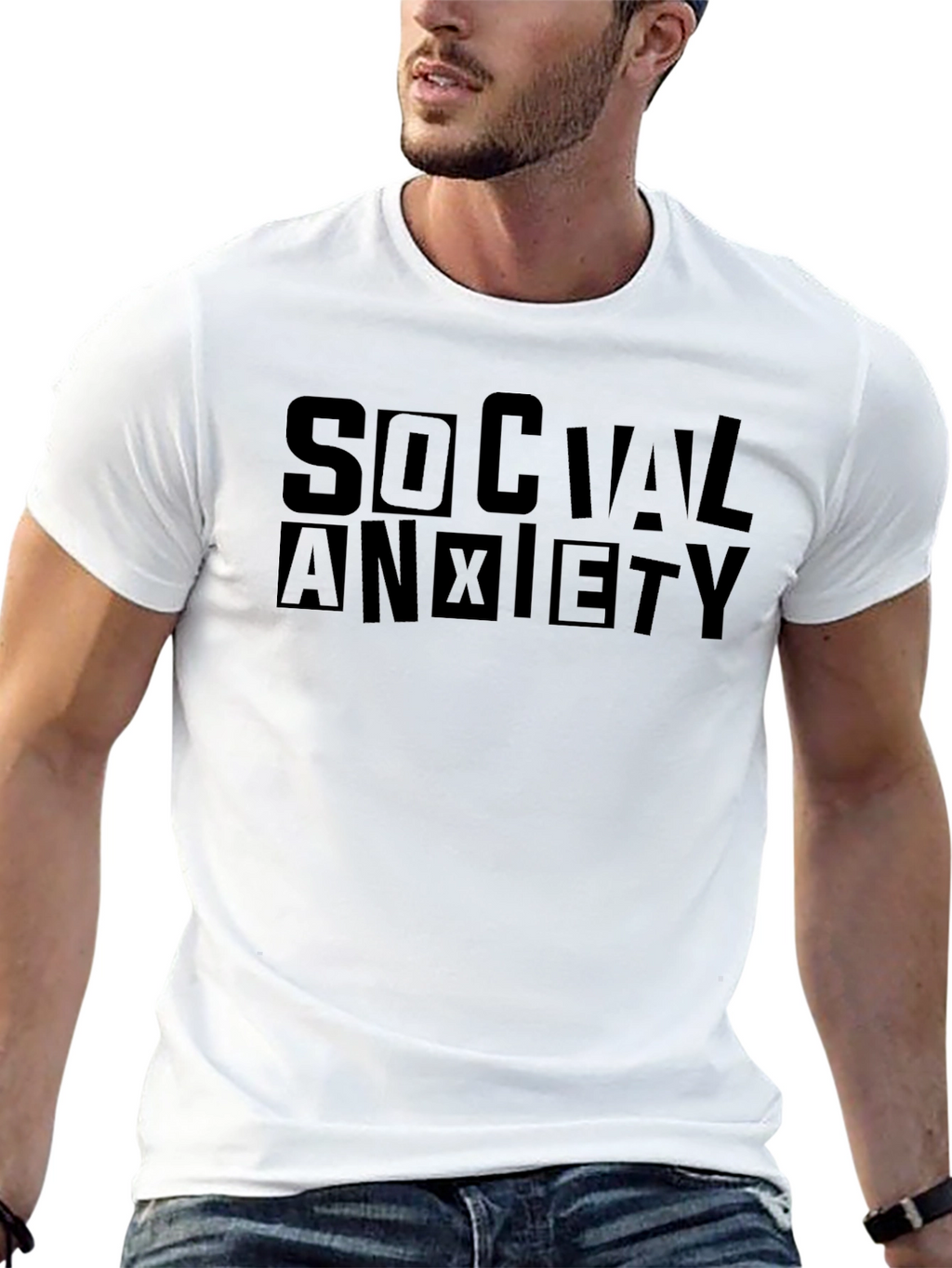 Social Anxiety Black Graphic T-Shirt