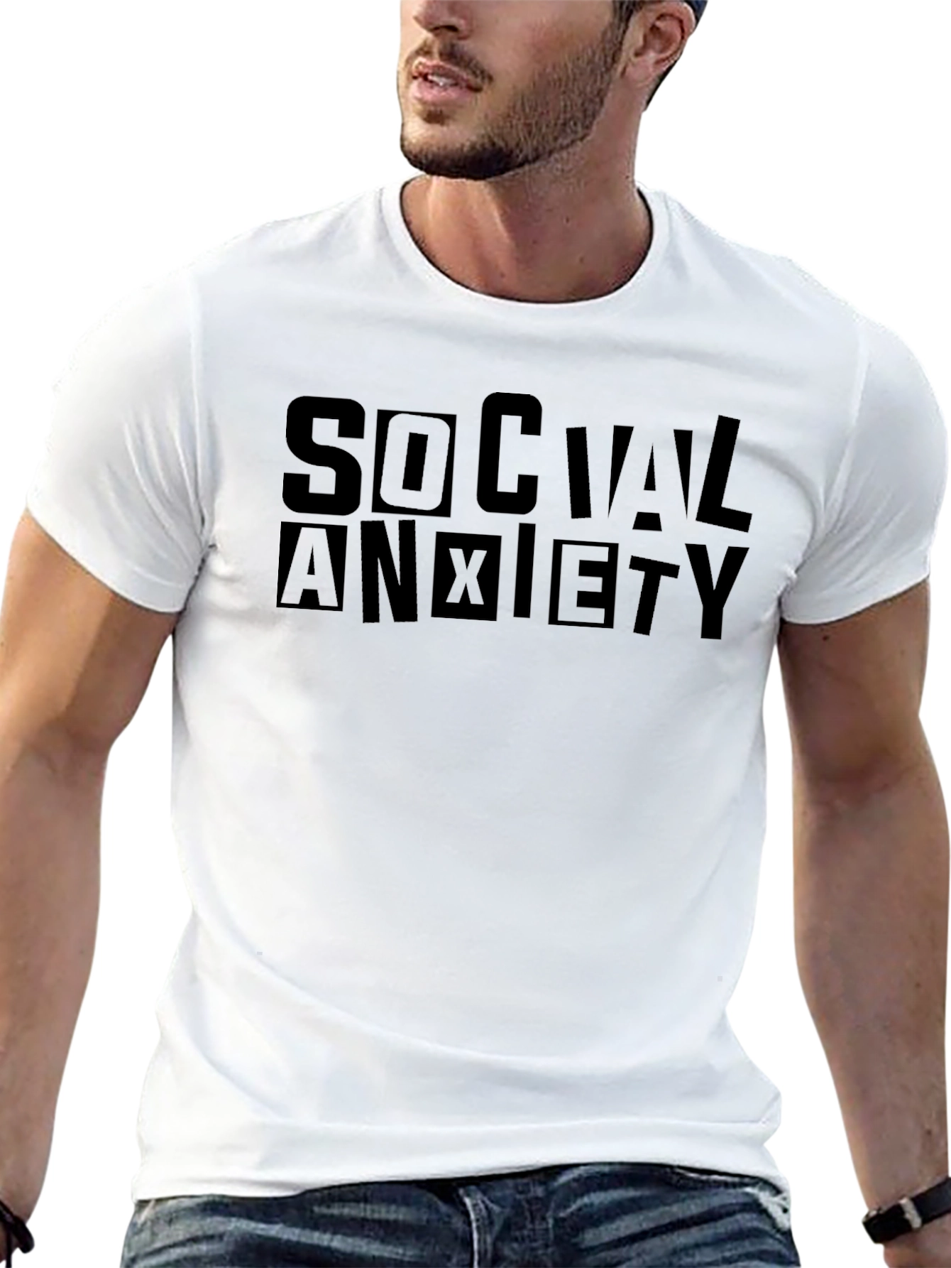 Social Anxiety Black Graphic T-Shirt