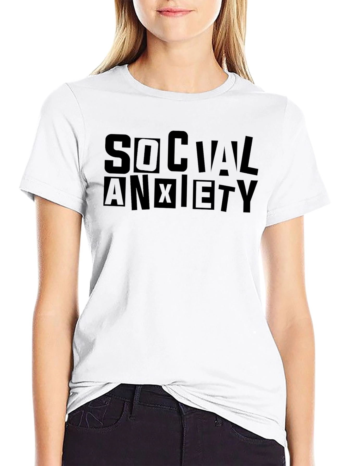 Social Anxiety Black Graphic T-Shirt