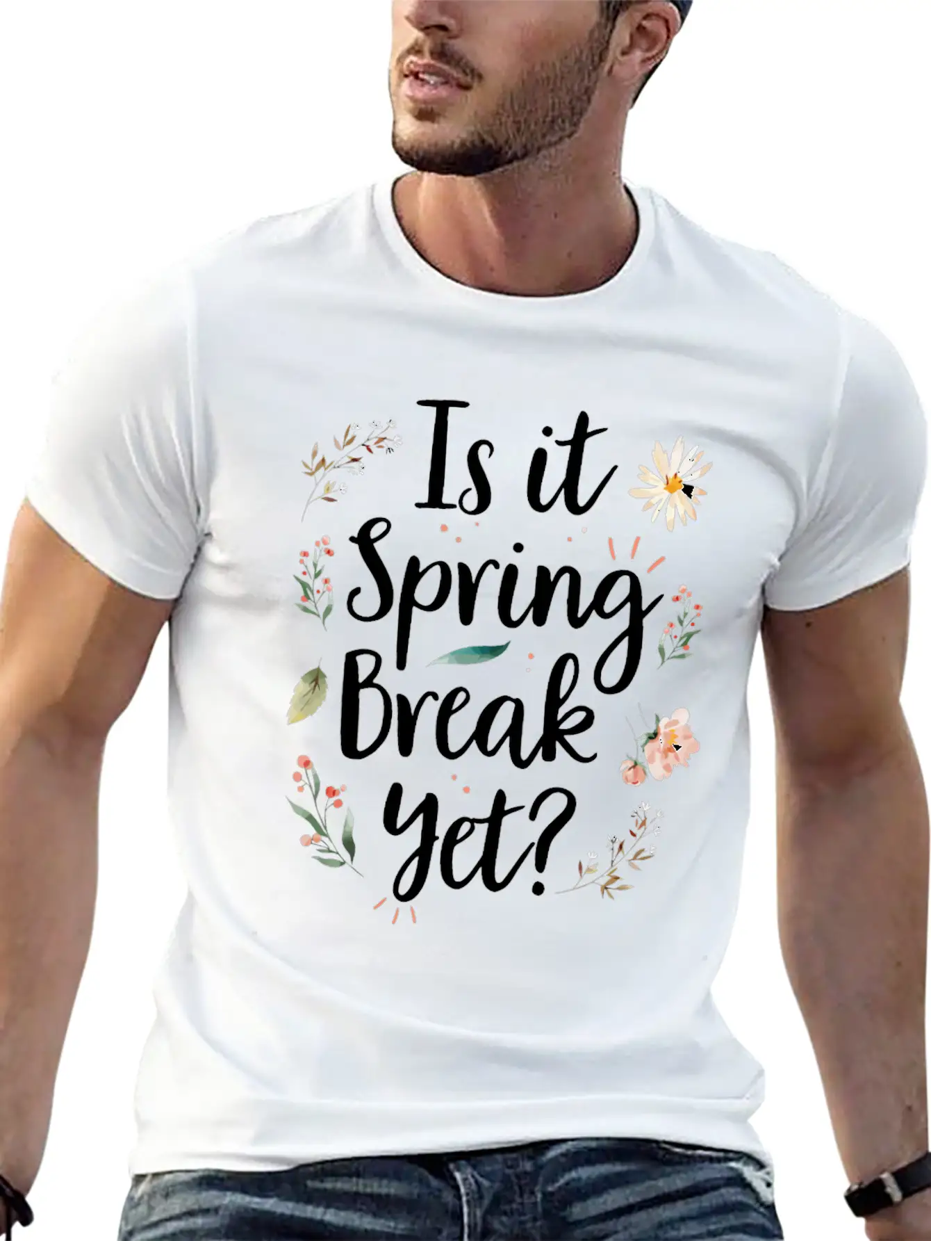Is It Spring Break Yet Funny Spring Teacher Unisex Casual T-Shirt – Clean Design For Daily Comfort