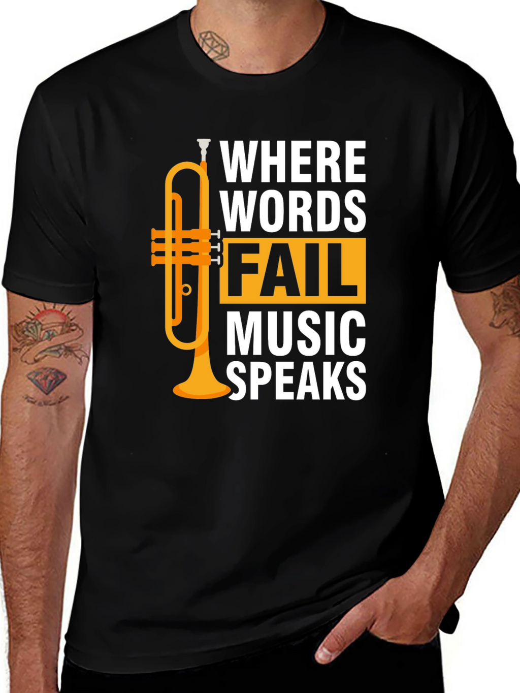 Music Speaks T-Shirt - Trumpet Graphic Tee