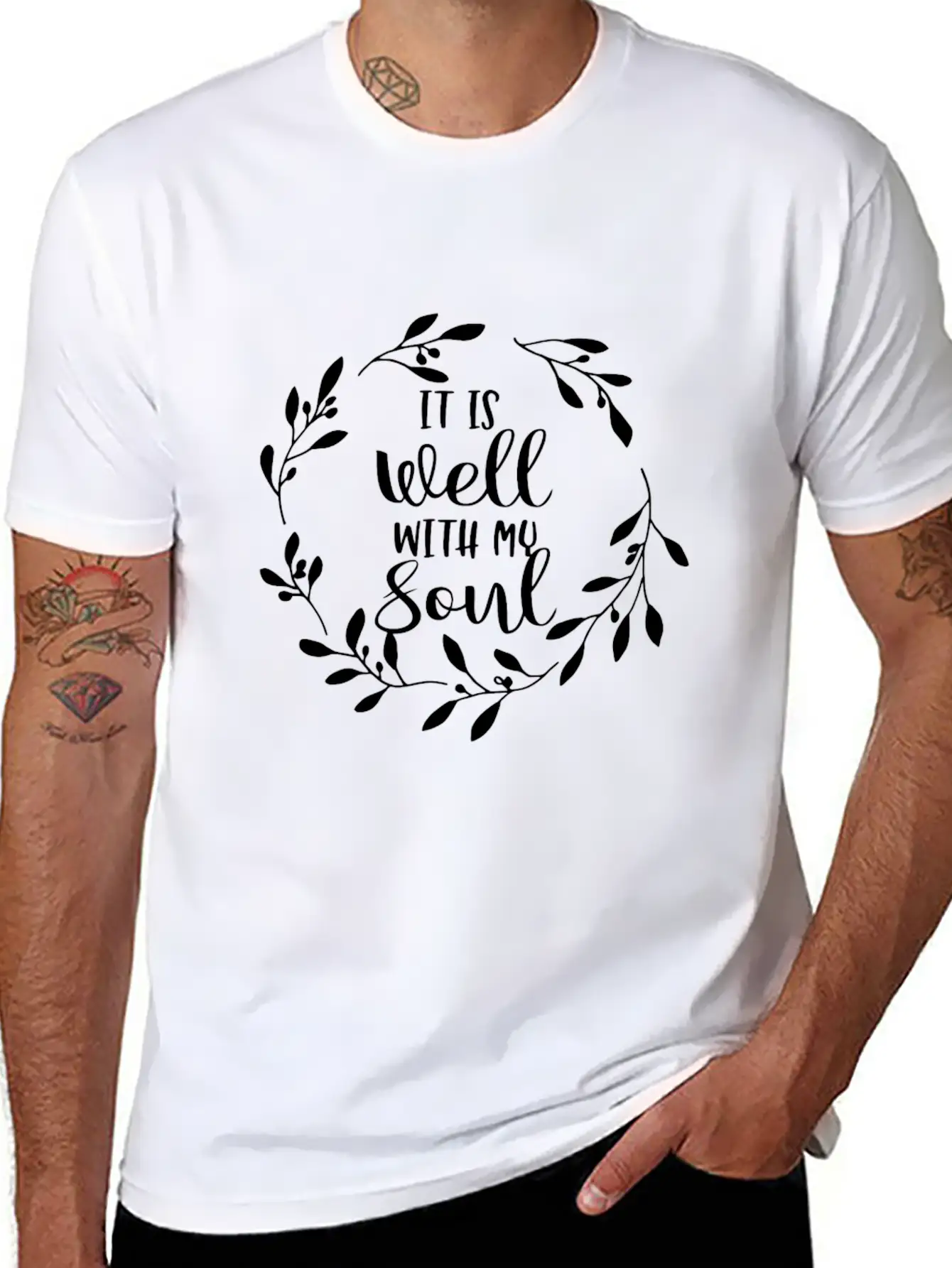 It Is Well With My Soul Uplifting Quote Long Sleev Stylish Everyday T-Shirt – Unisex Basic Cotton Tee
