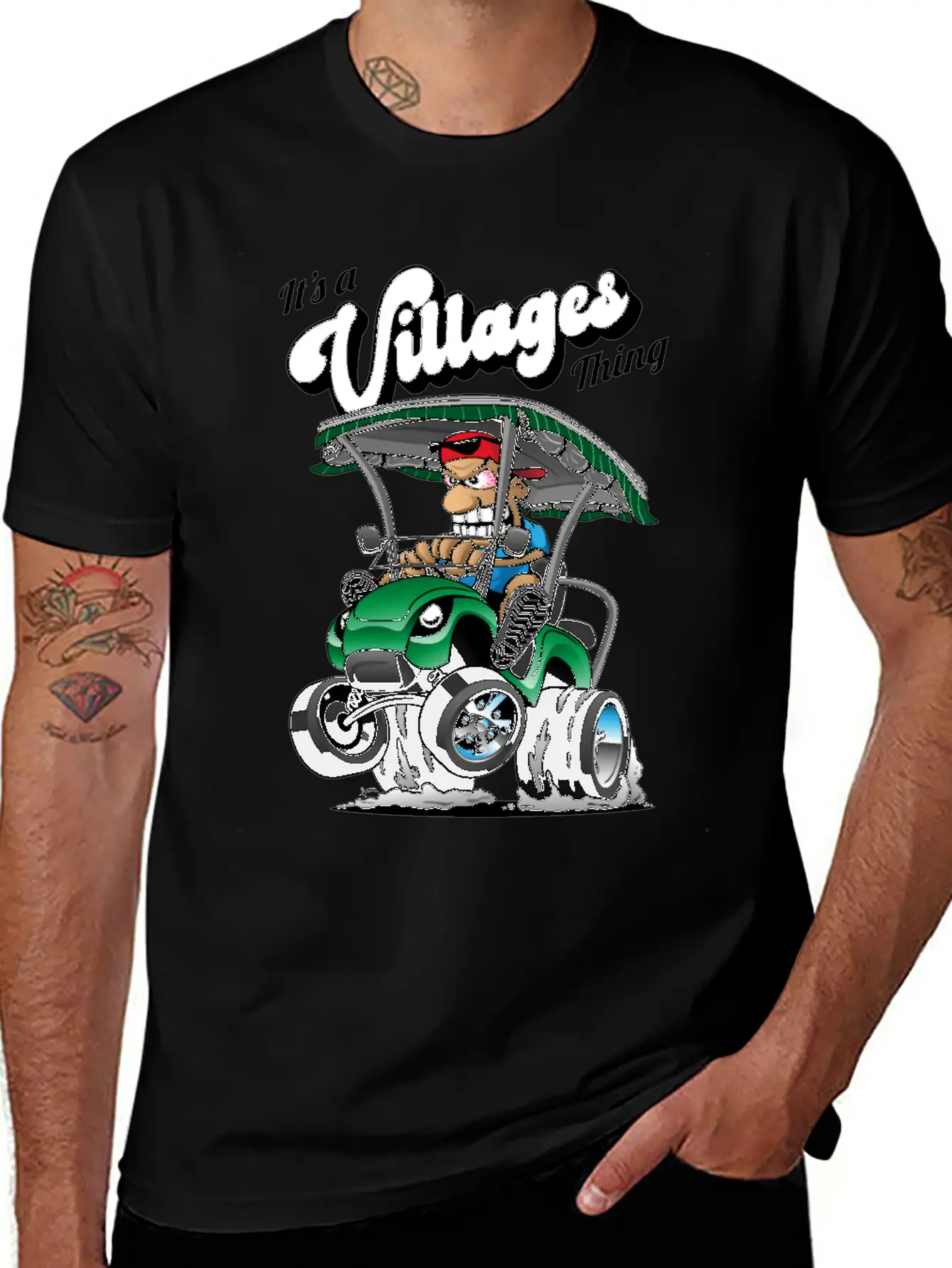 It's A Villages Thing Funny Golf Cart Cartoon Unisex Short Sleeve Soft Cotton T-Shirt – Casual Everyday Wear
