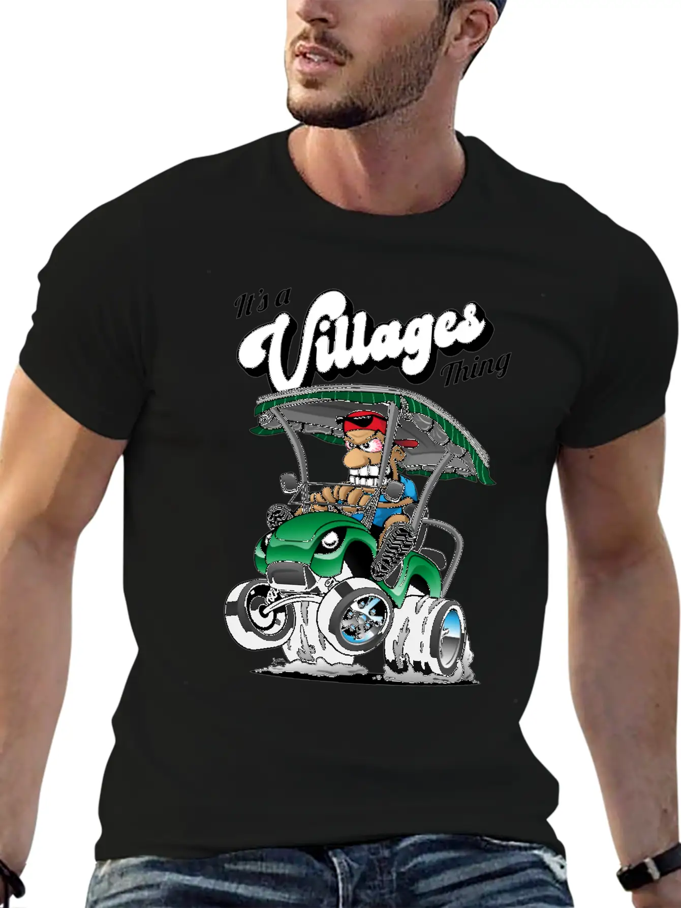 It's A Villages Thing Funny Golf Cart Cartoon Unisex Short Sleeve Soft Cotton T-Shirt – Casual Everyday Wear