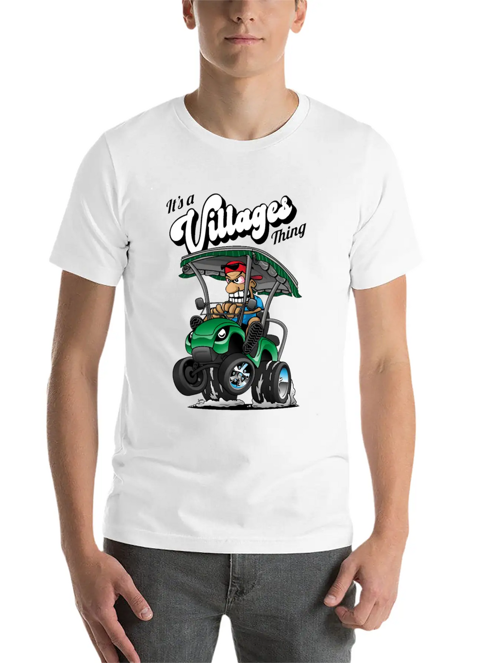 It's A Villages Thing Funny Golf Cart Cartoon Unisex Short Sleeve Soft Cotton T-Shirt – Casual Everyday Wear