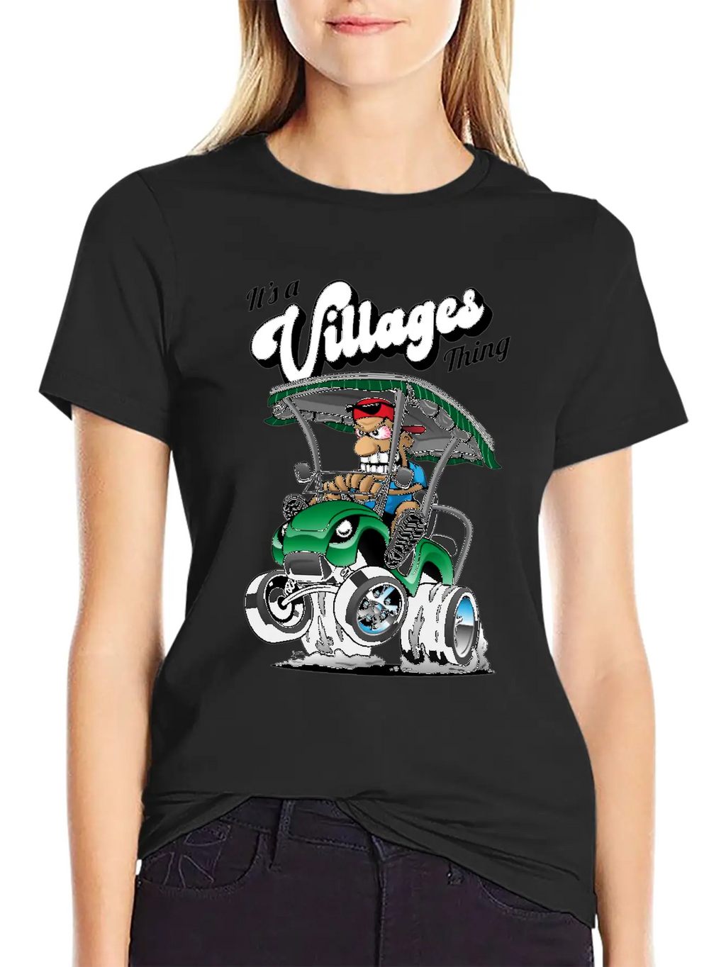 It's A Villages Thing Funny Golf Cart Cartoon Unisex Short Sleeve Soft Cotton T-Shirt – Casual Everyday Wear