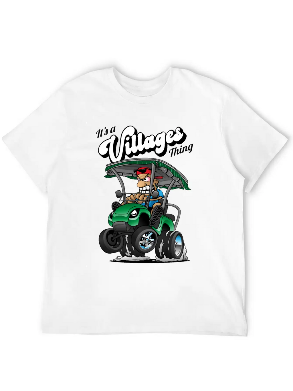 It's A Villages Thing Funny Golf Cart Cartoon Unisex Short Sleeve Soft Cotton T-Shirt – Casual Everyday Wear