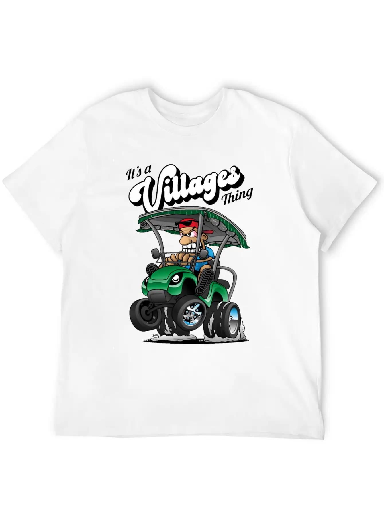 It's A Villages Thing Funny Golf Cart Cartoon Unisex Short Sleeve Soft Cotton T-Shirt – Casual Everyday Wear