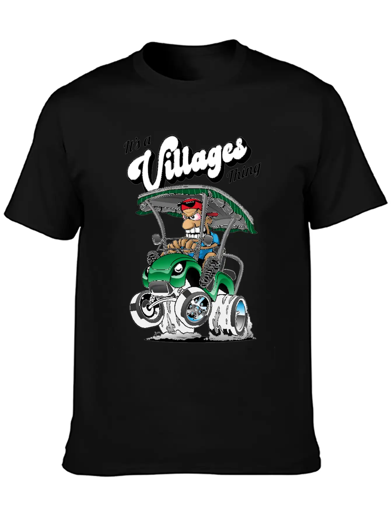 It's A Villages Thing Funny Golf Cart Cartoon Unisex Short Sleeve Soft Cotton T-Shirt – Casual Everyday Wear