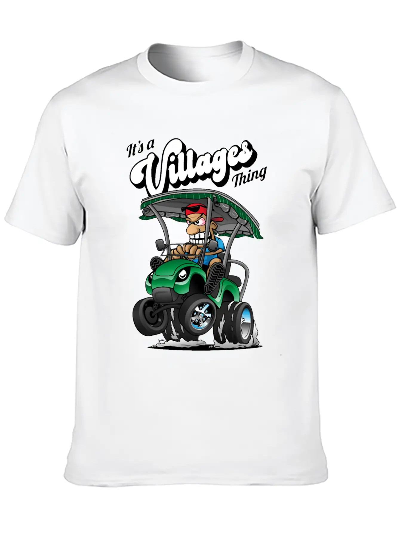 It's A Villages Thing Funny Golf Cart Cartoon Unisex Short Sleeve Soft Cotton T-Shirt – Casual Everyday Wear