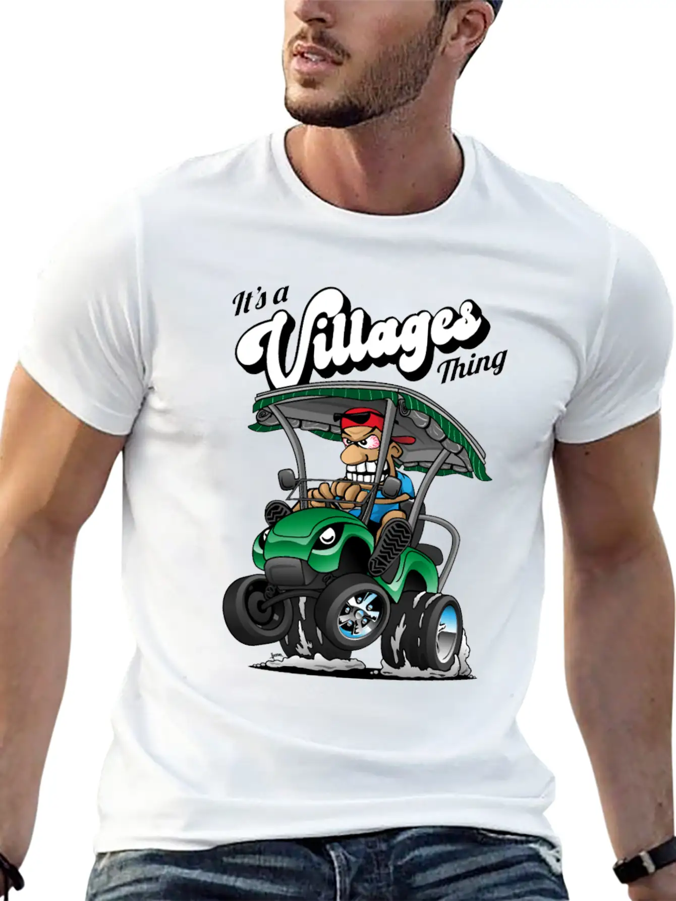 It's A Villages Thing Funny Golf Cart Cartoon Unisex Short Sleeve Soft Cotton T-Shirt – Casual Everyday Wear