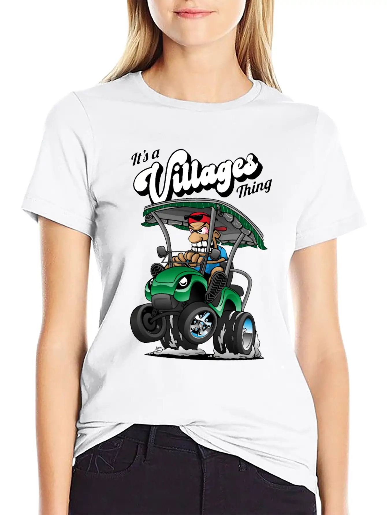 It's A Villages Thing Funny Golf Cart Cartoon Unisex Short Sleeve Soft Cotton T-Shirt – Casual Everyday Wear