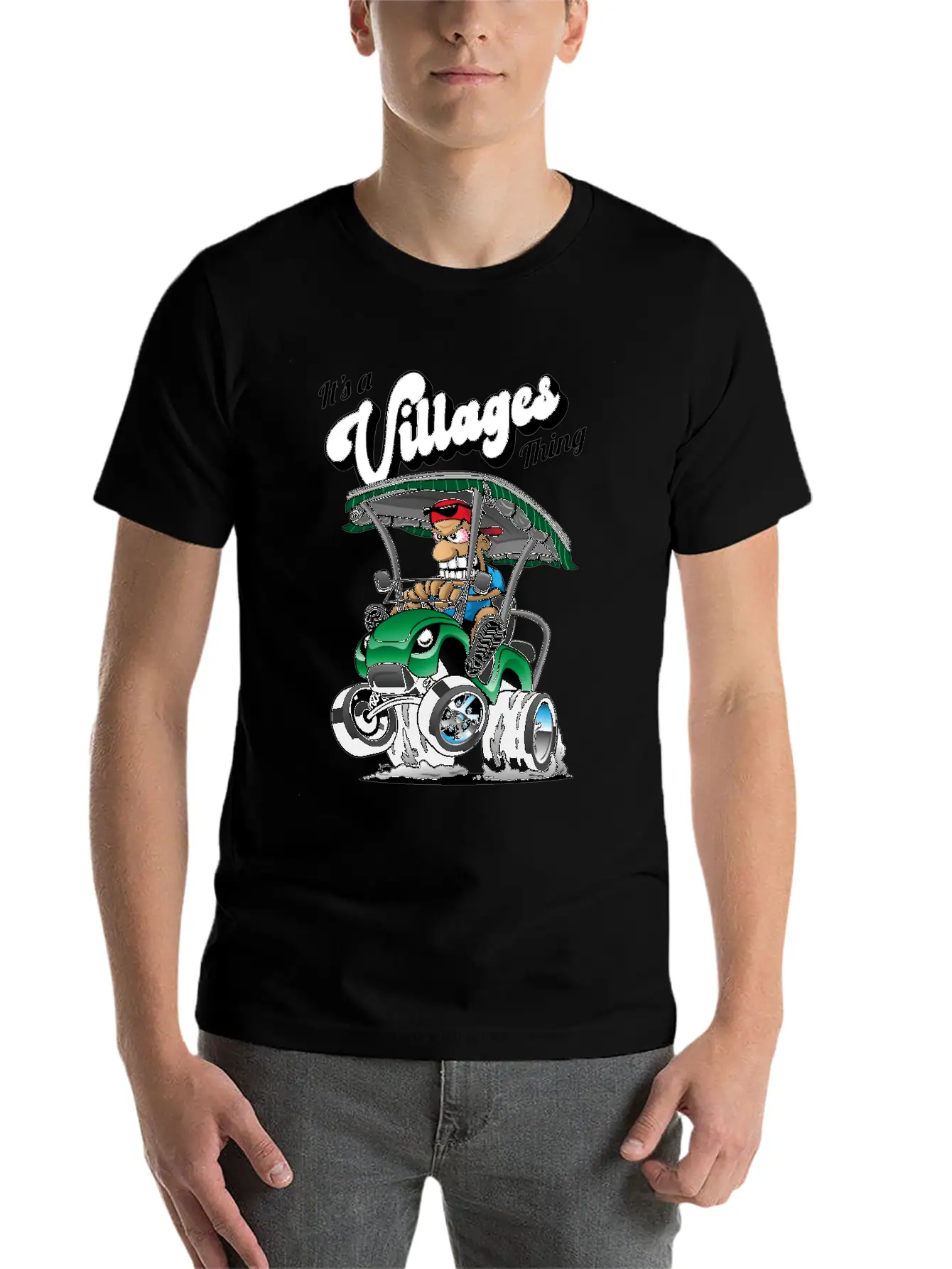 It's A Villages Thing Funny Golf Cart Cartoon Unisex Short Sleeve Soft Cotton T-Shirt – Casual Everyday Wear