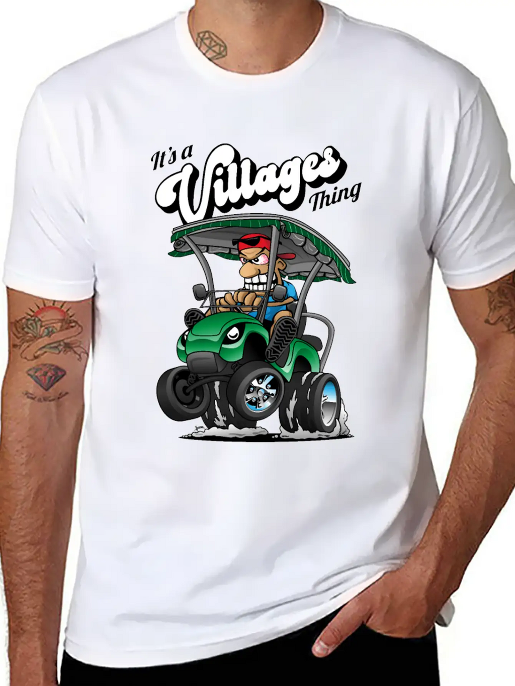 It's A Villages Thing Funny Golf Cart Cartoon Unisex Short Sleeve Soft Cotton T-Shirt – Casual Everyday Wear