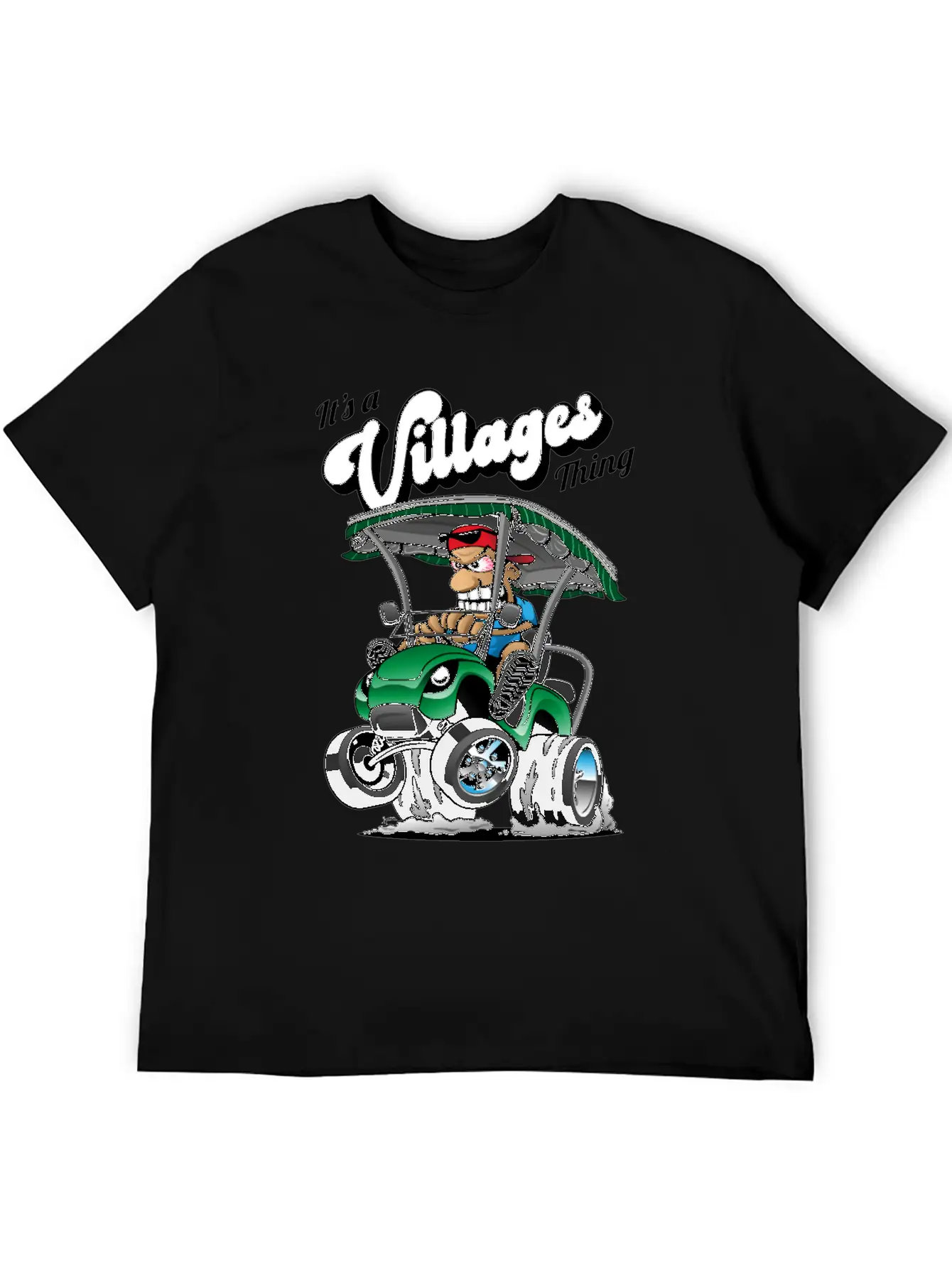It's A Villages Thing Funny Golf Cart Cartoon Unisex Short Sleeve Soft Cotton T-Shirt – Casual Everyday Wear