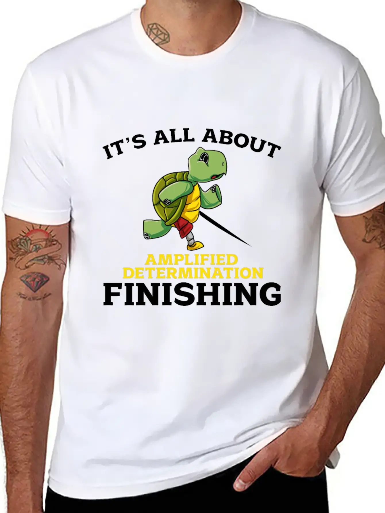 Its All About Amplified Determination Finishing Unisex Casual T-Shirt – Clean Design For Daily Comfort
