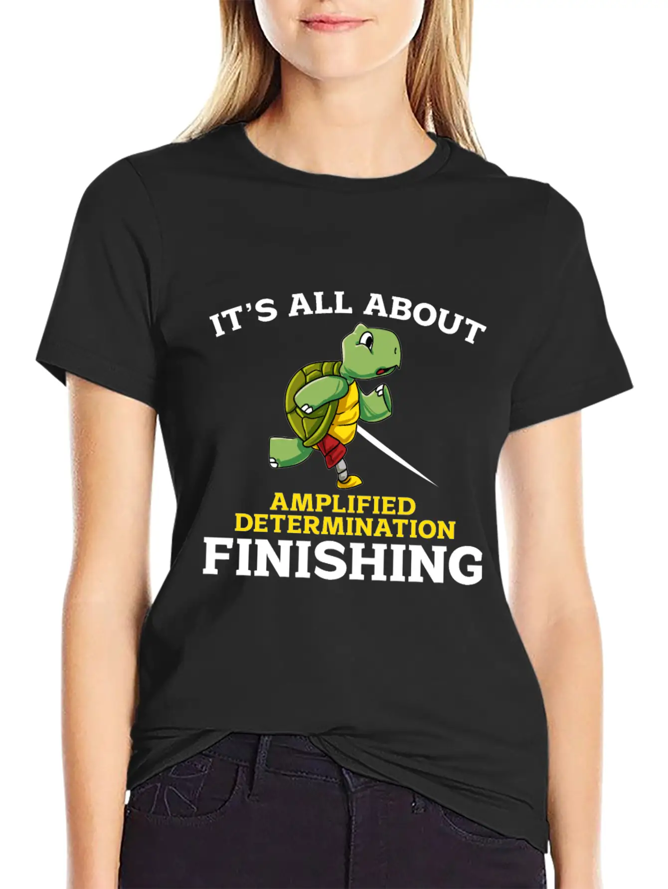 Its All About Amplified Determination Finishing Unisex Casual T-Shirt – Clean Design For Daily Comfort