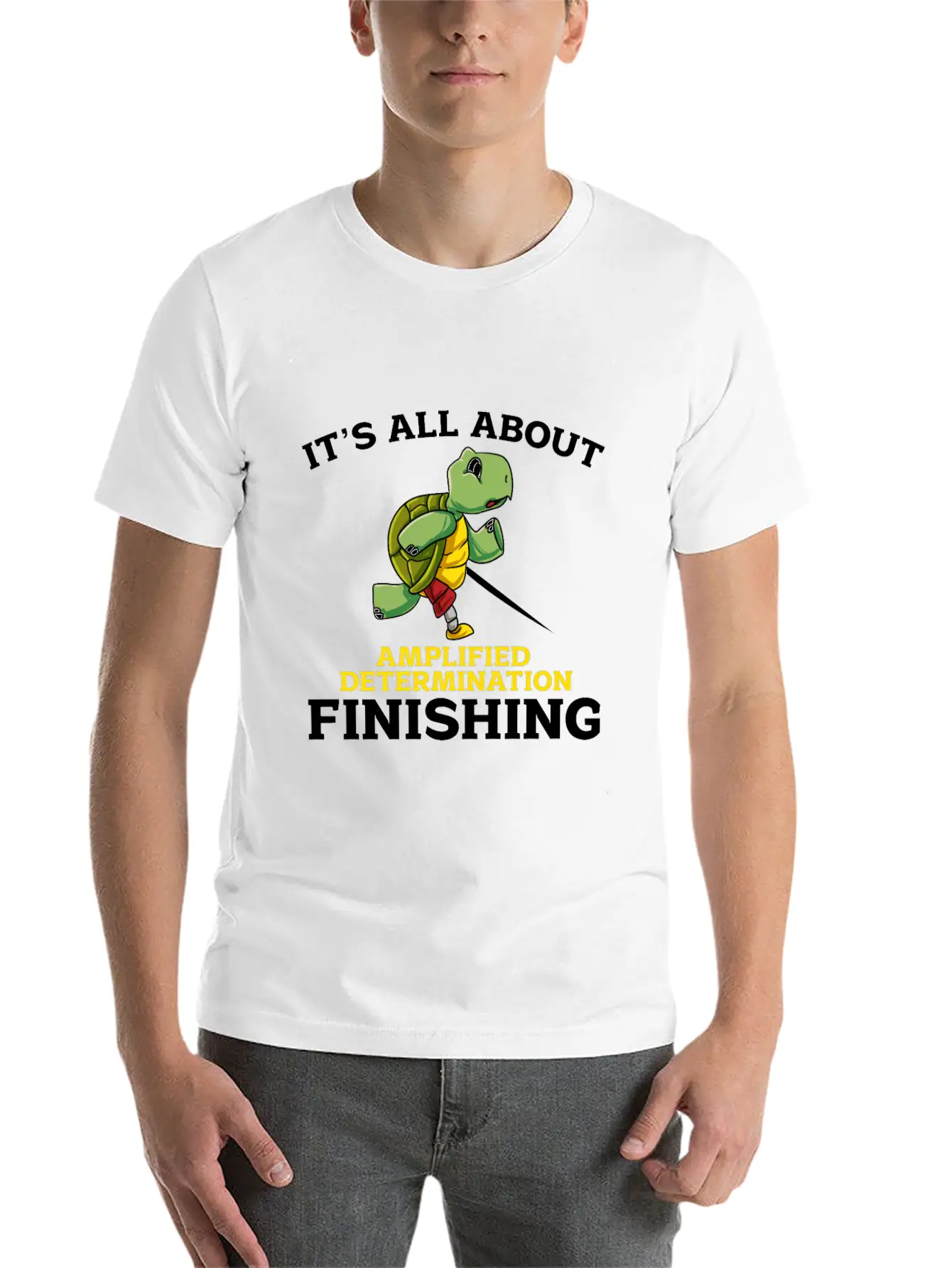 Its All About Amplified Determination Finishing Unisex Casual T-Shirt – Clean Design For Daily Comfort