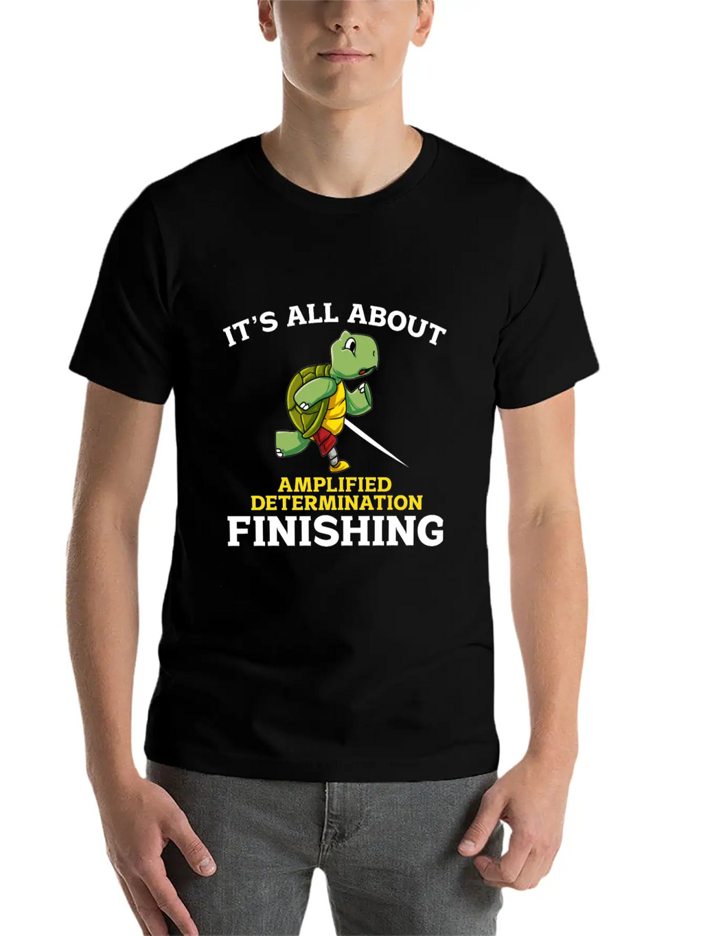 Its All About Amplified Determination Finishing Unisex Casual T-Shirt – Clean Design For Daily Comfort
