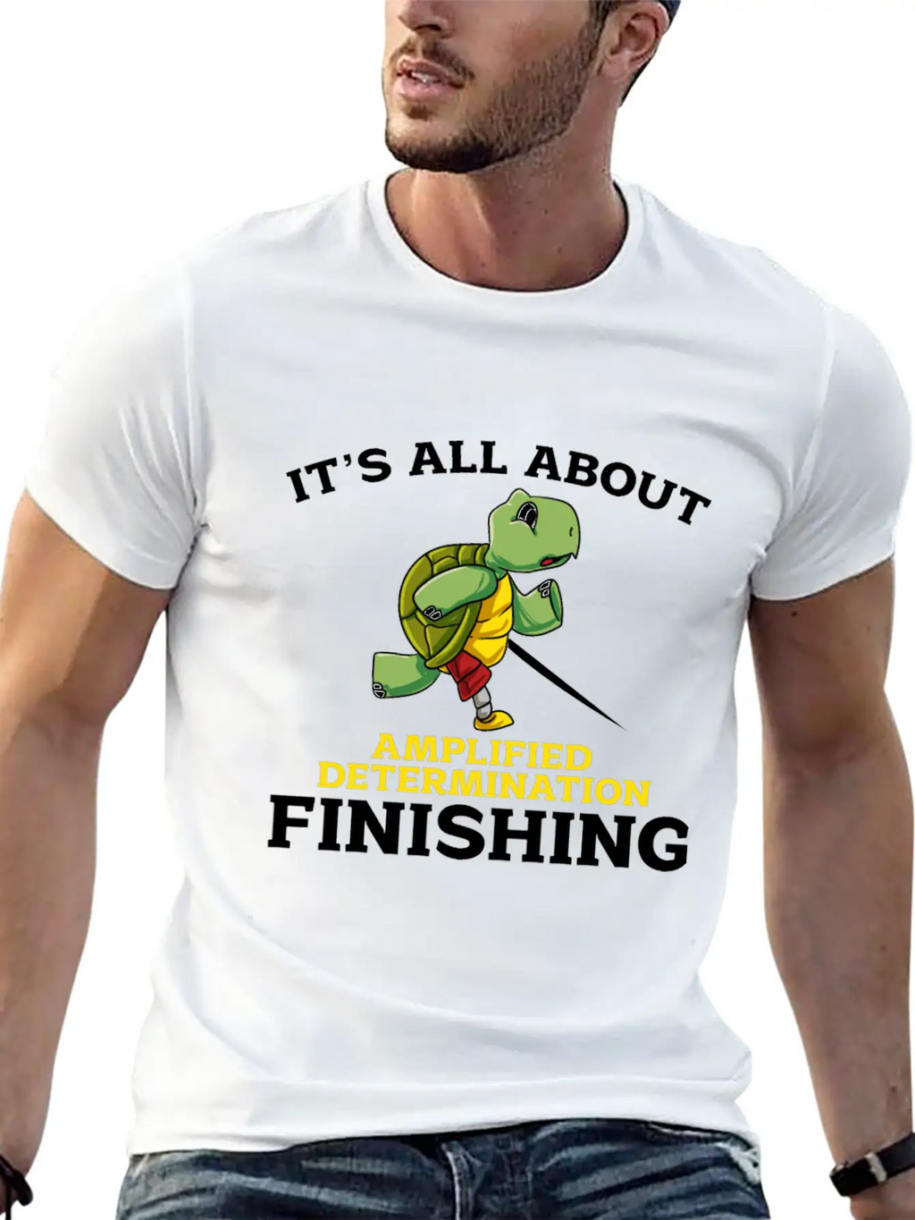 Its All About Amplified Determination Finishing Unisex Casual T-Shirt – Clean Design For Daily Comfort