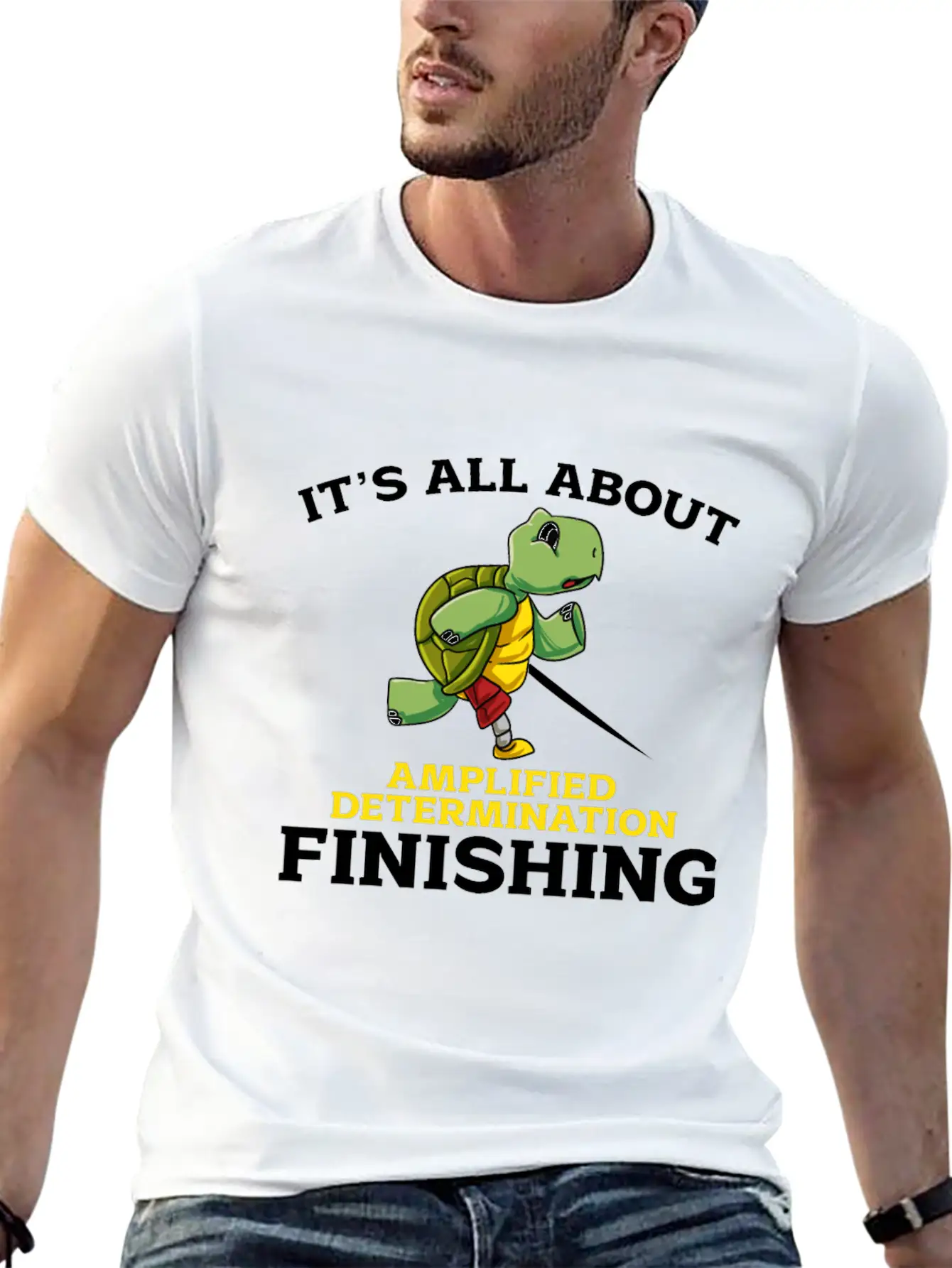 Its All About Amplified Determination Finishing Unisex Casual T-Shirt – Clean Design For Daily Comfort