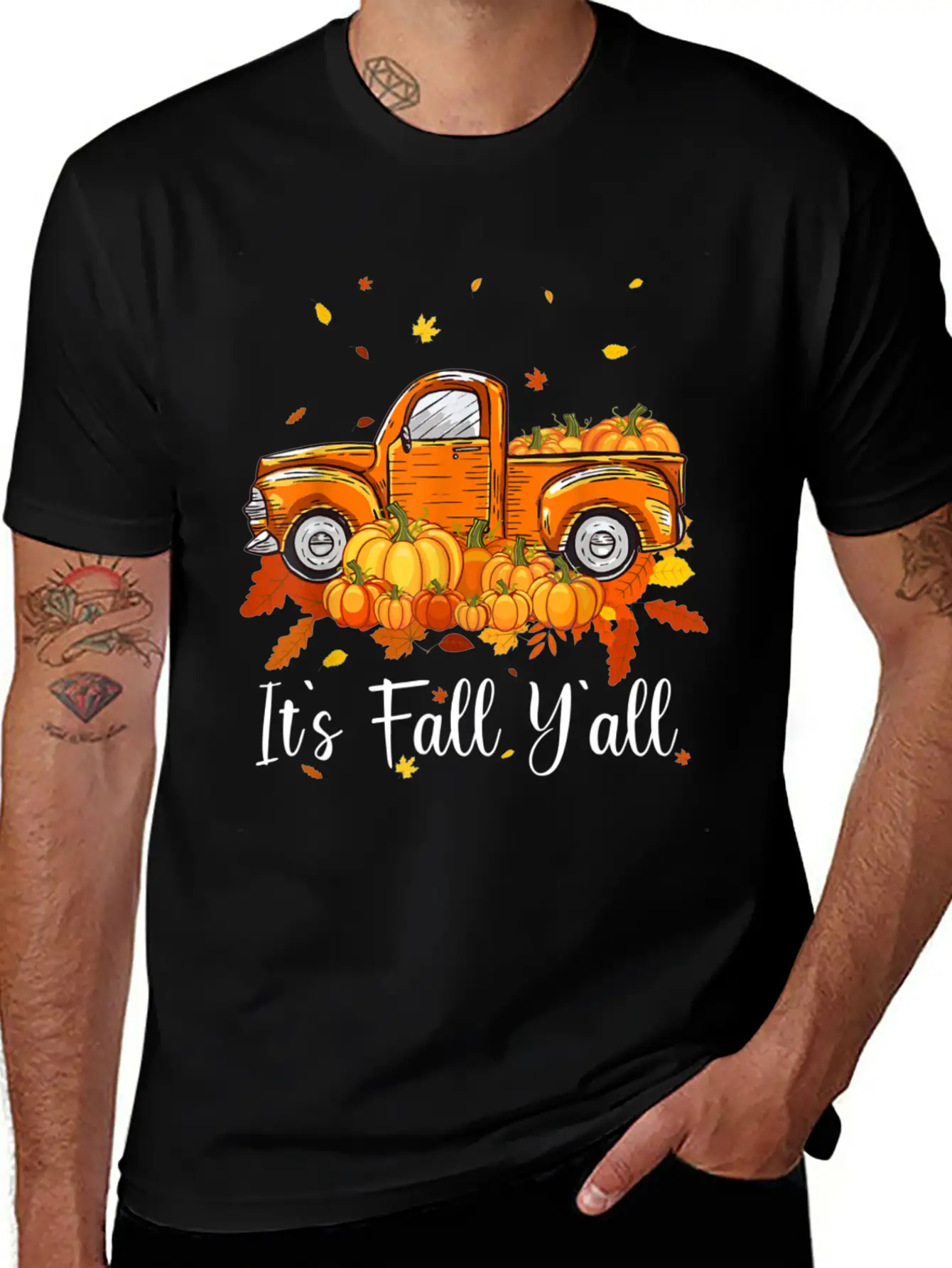 It's Fall Y All Pumpkin Truck Autumn Tree Unisex Casual T-Shirt – Clean Design For Daily Comfort