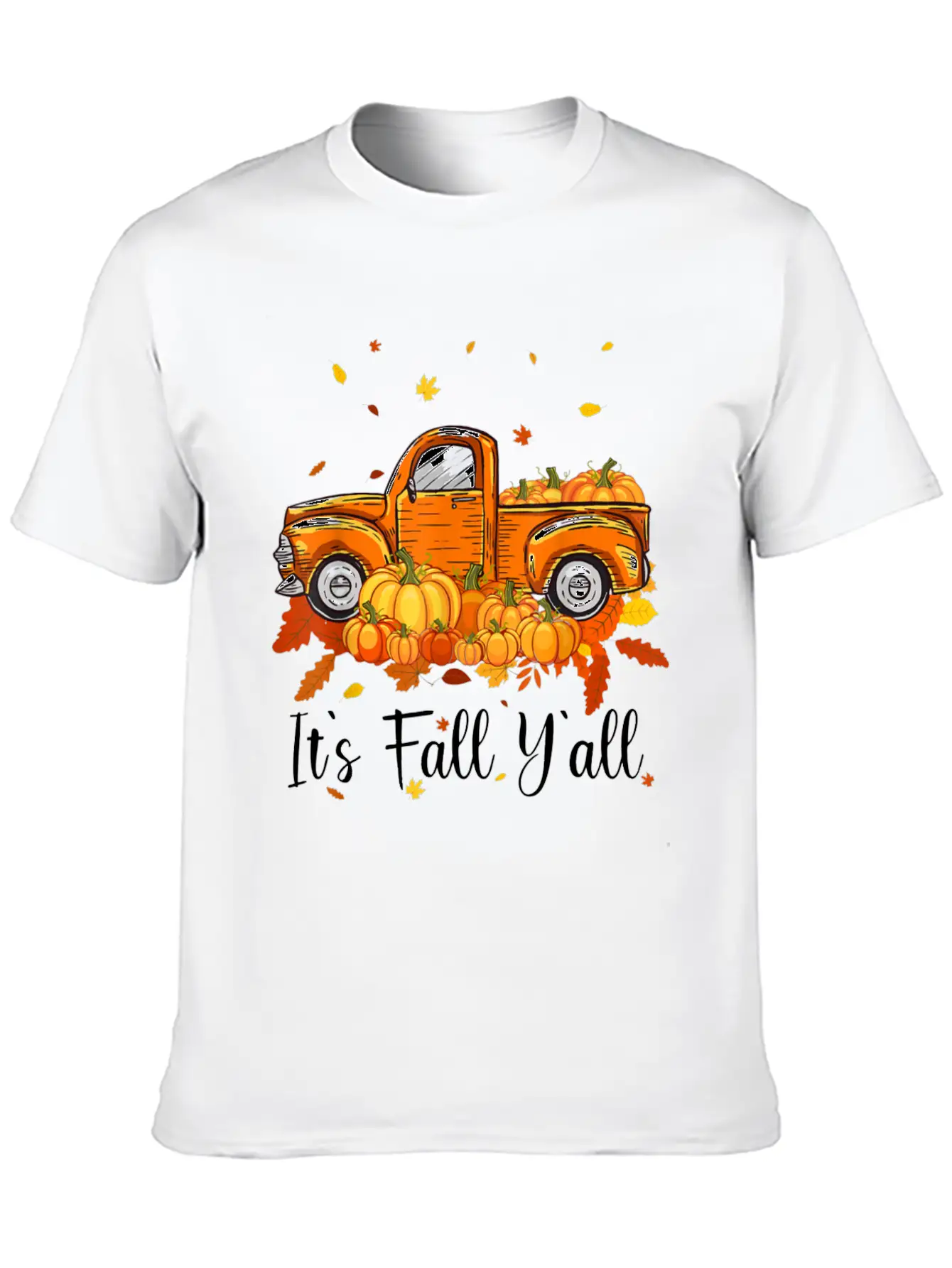 It's Fall Y All Pumpkin Truck Autumn Tree Unisex Casual T-Shirt – Clean Design For Daily Comfort