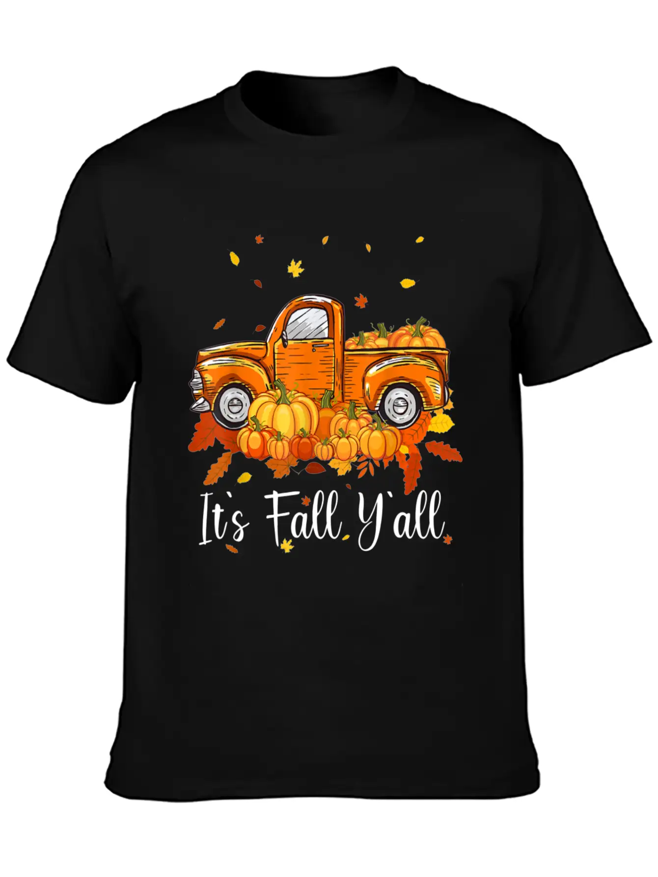 It's Fall Y All Pumpkin Truck Autumn Tree Unisex Casual T-Shirt – Clean Design For Daily Comfort