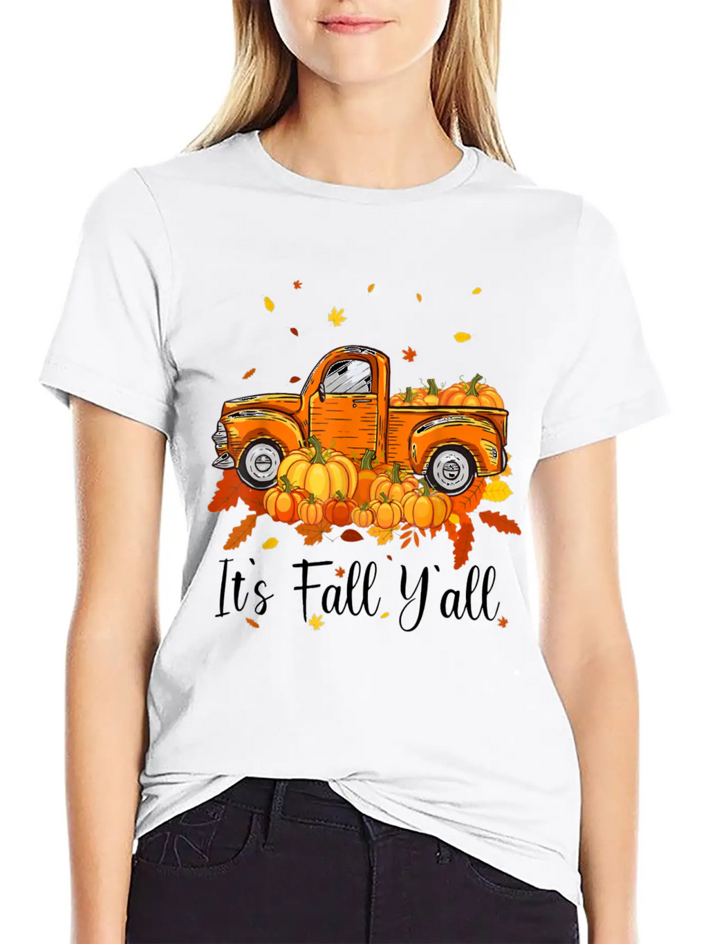 It's Fall Y All Pumpkin Truck Autumn Tree Unisex Casual T-Shirt – Clean Design For Daily Comfort