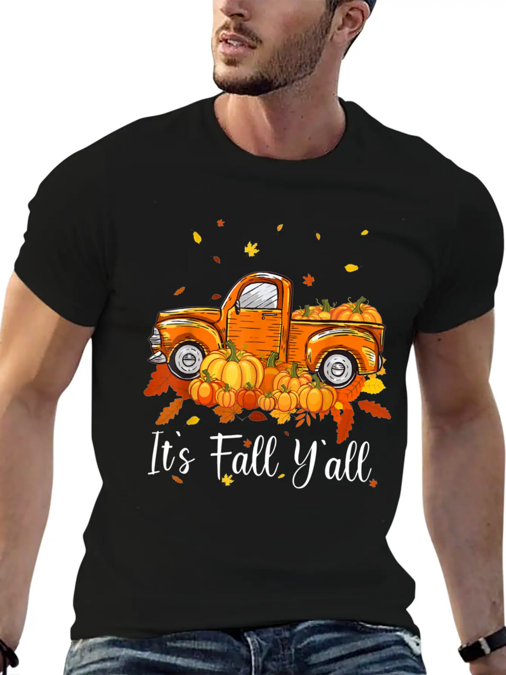 It's Fall Y All Pumpkin Truck Autumn Tree Unisex Casual T-Shirt – Clean Design For Daily Comfort