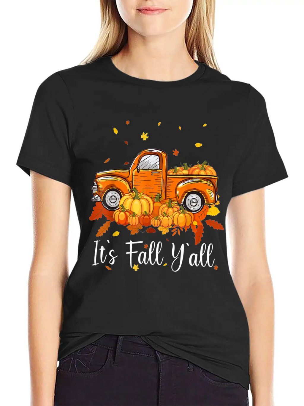 It's Fall Y All Pumpkin Truck Autumn Tree Unisex Casual T-Shirt – Clean Design For Daily Comfort