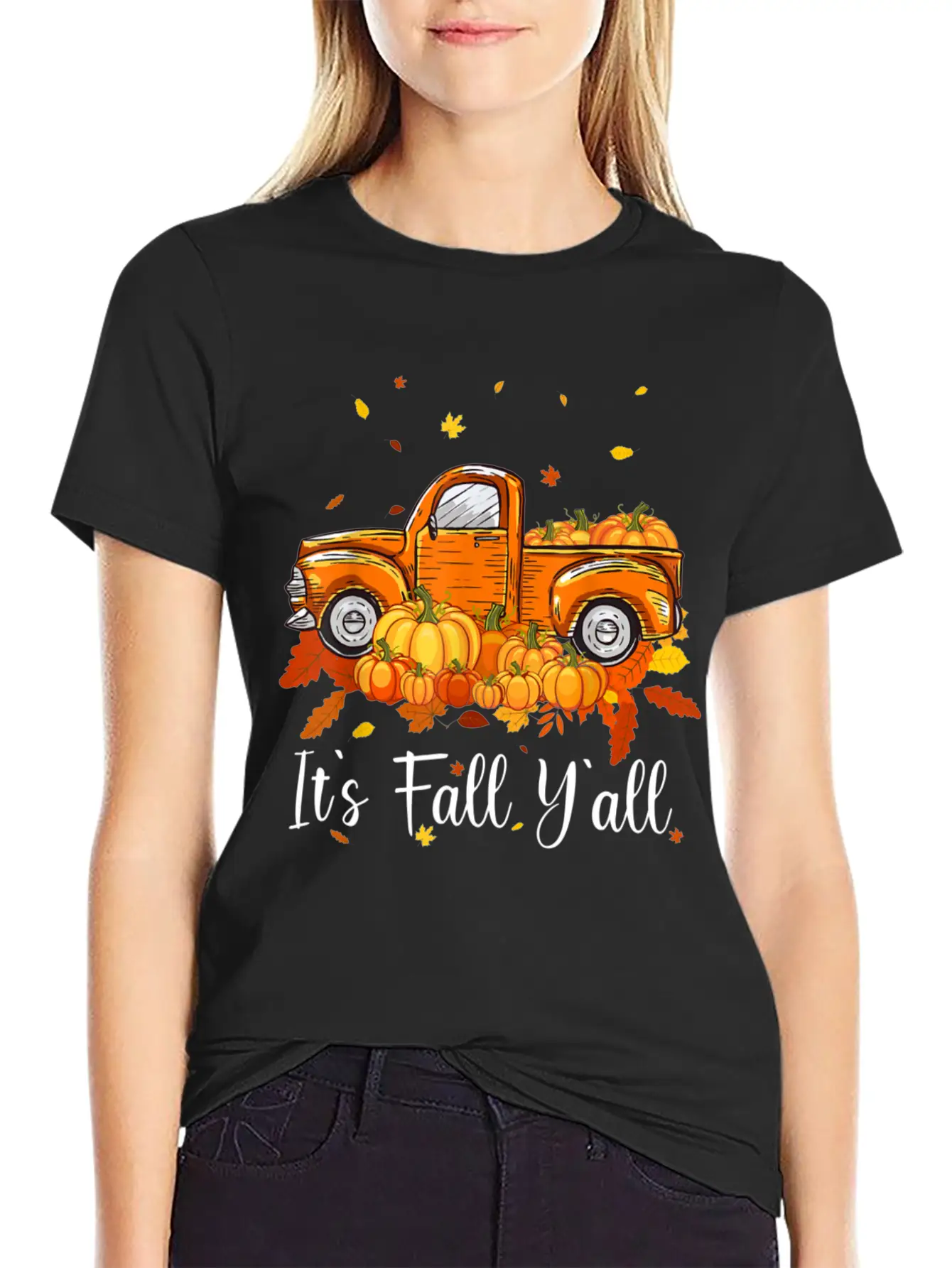 It's Fall Y All Pumpkin Truck Autumn Tree Unisex Casual T-Shirt – Clean Design For Daily Comfort