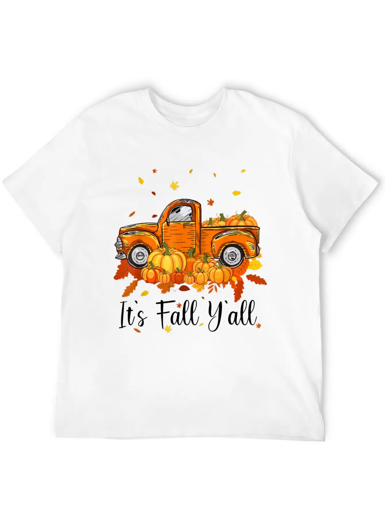 It's Fall Y All Pumpkin Truck Autumn Tree Unisex Casual T-Shirt – Clean Design For Daily Comfort