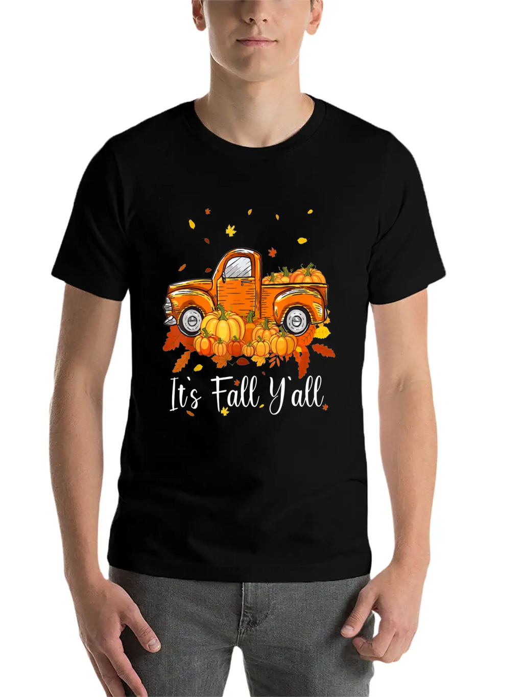 It's Fall Y All Pumpkin Truck Autumn Tree Unisex Casual T-Shirt – Clean Design For Daily Comfort
