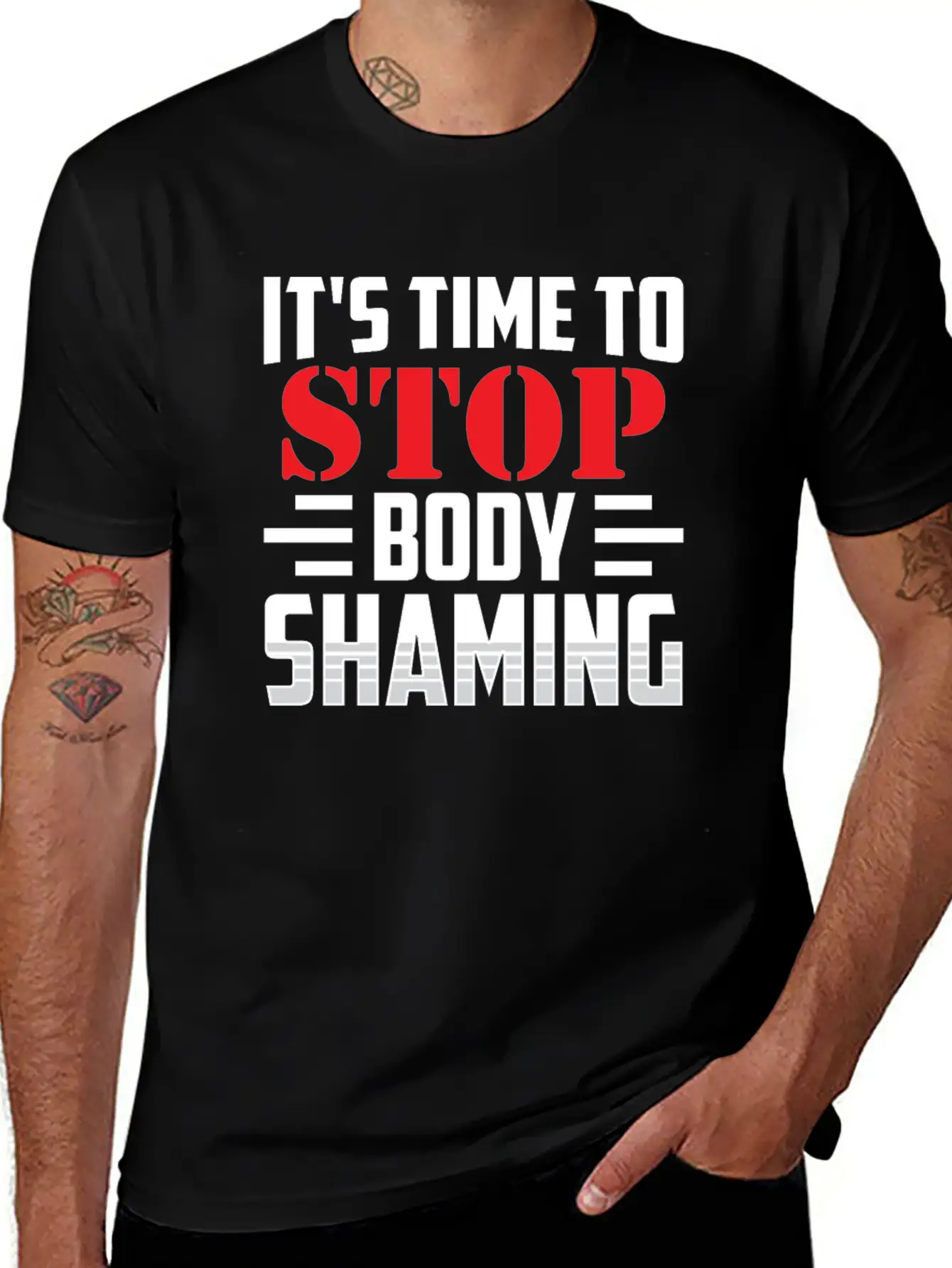 It's Time To Stop Body Shaming Mocking Appearance Unisex Short Sleeve Soft Cotton T-Shirt – Casual Everyday Wear