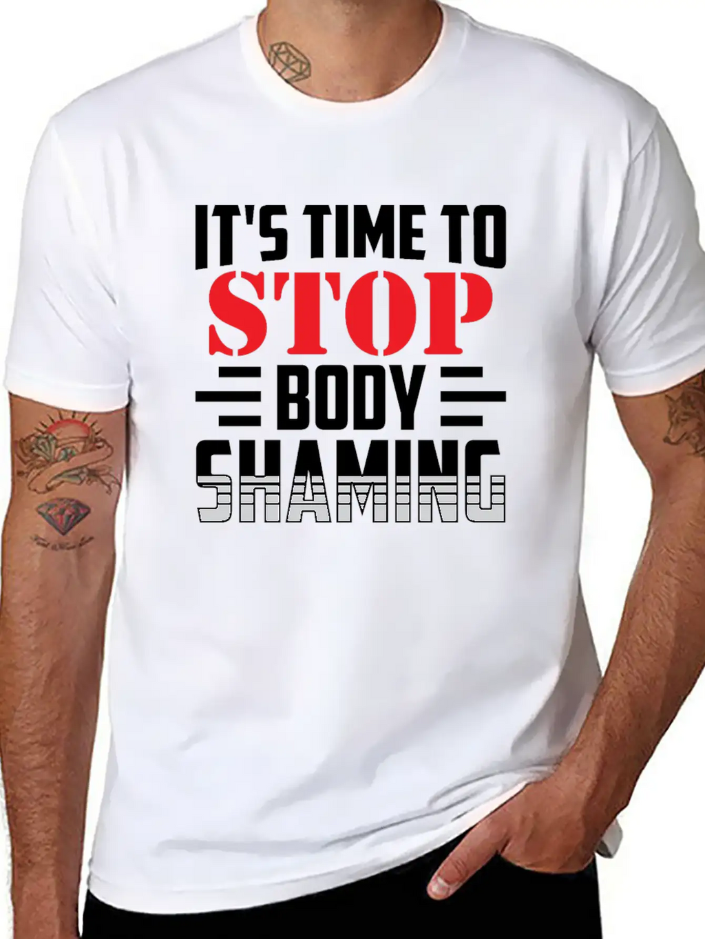 It's Time To Stop Body Shaming Mocking Appearance Unisex Short Sleeve Soft Cotton T-Shirt – Casual Everyday Wear