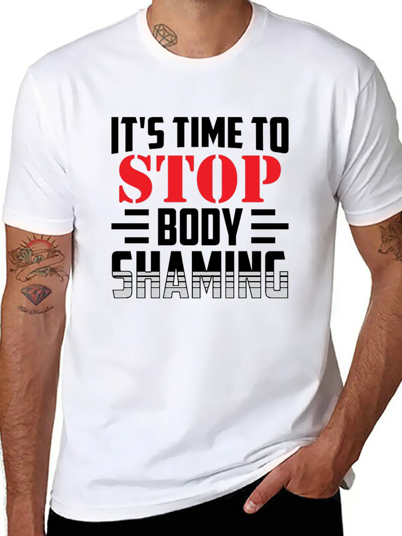 It's Time To Stop Body Shaming Mocking Appearance Unisex Short Sleeve Soft Cotton T-Shirt – Casual Everyday Wear
