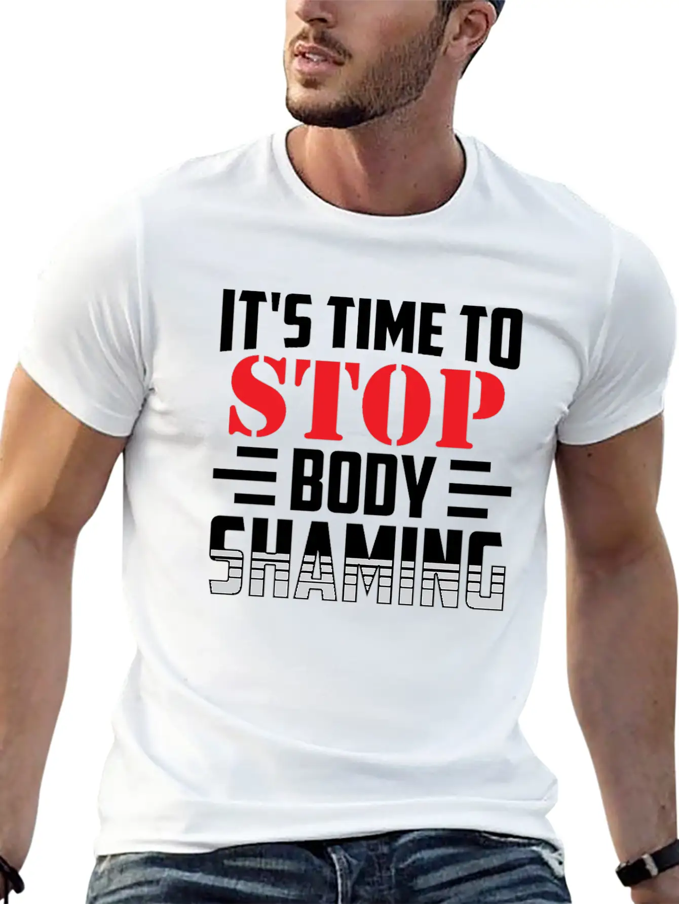 It's Time To Stop Body Shaming Mocking Appearance Unisex Short Sleeve Soft Cotton T-Shirt – Casual Everyday Wear
