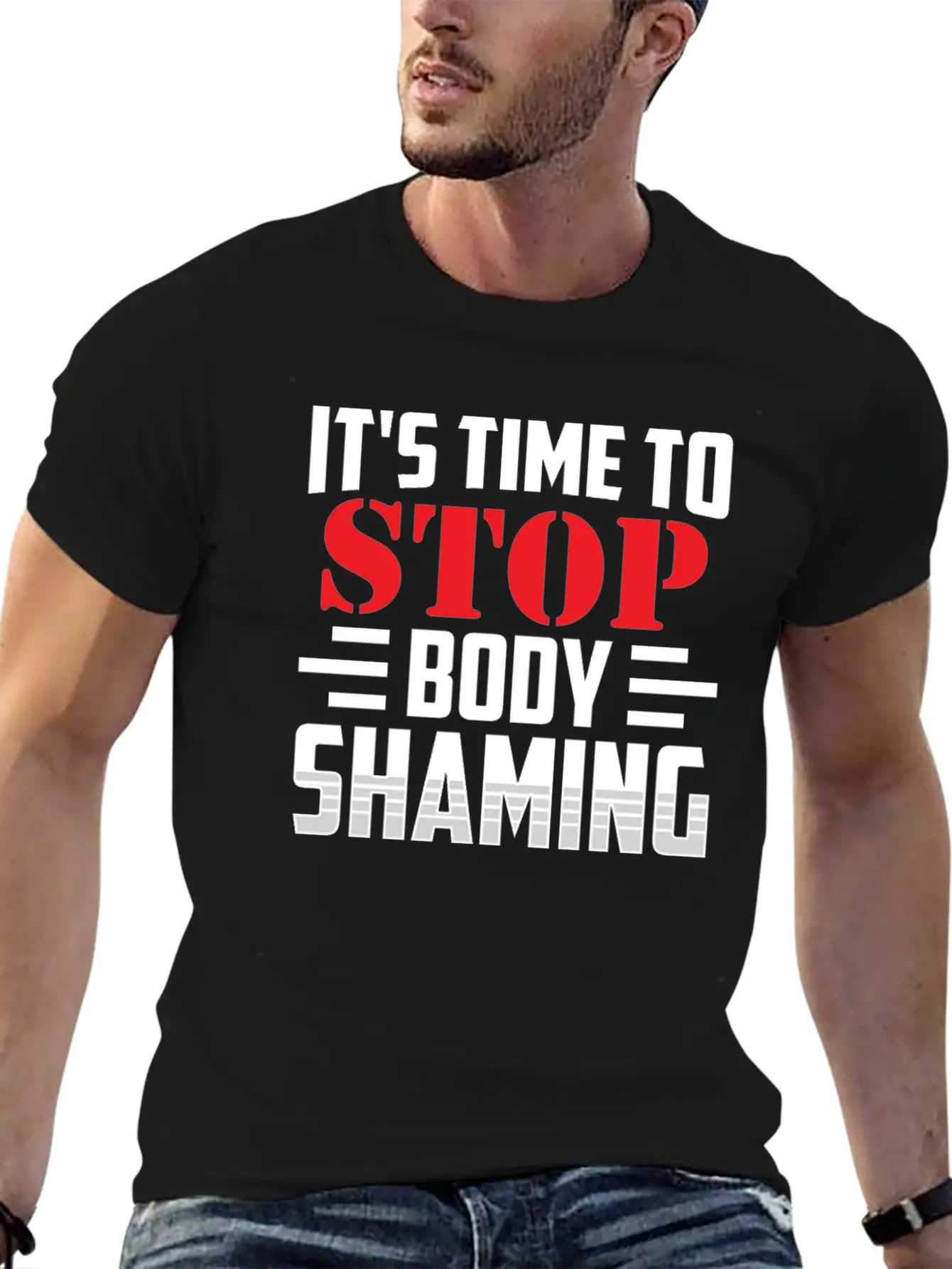 It's Time To Stop Body Shaming Mocking Appearance Unisex Short Sleeve Soft Cotton T-Shirt – Casual Everyday Wear