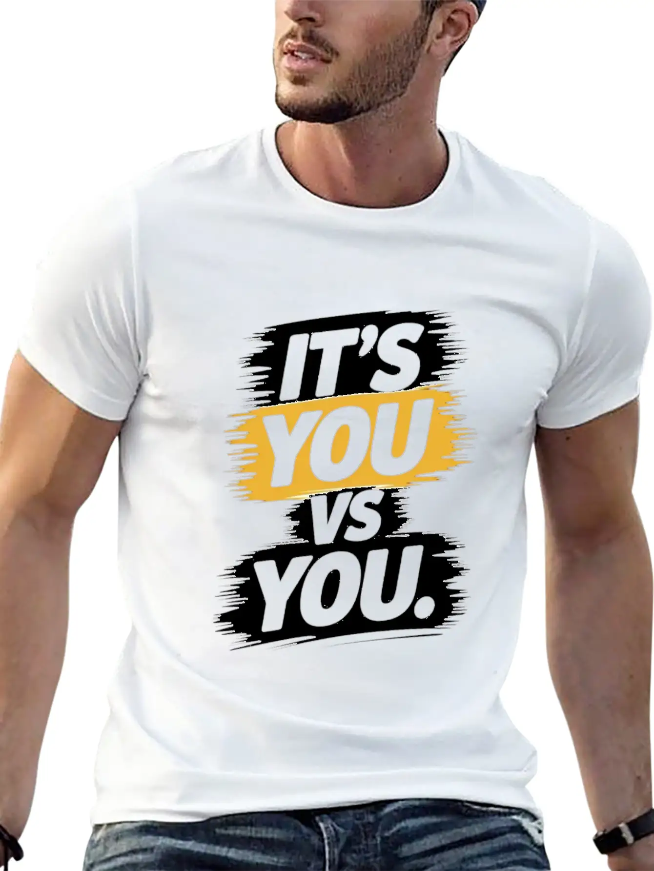 It's You Vs. You - Motivational Quote Unisex Short Sleeve Soft Cotton T-Shirt – Casual Everyday Wear