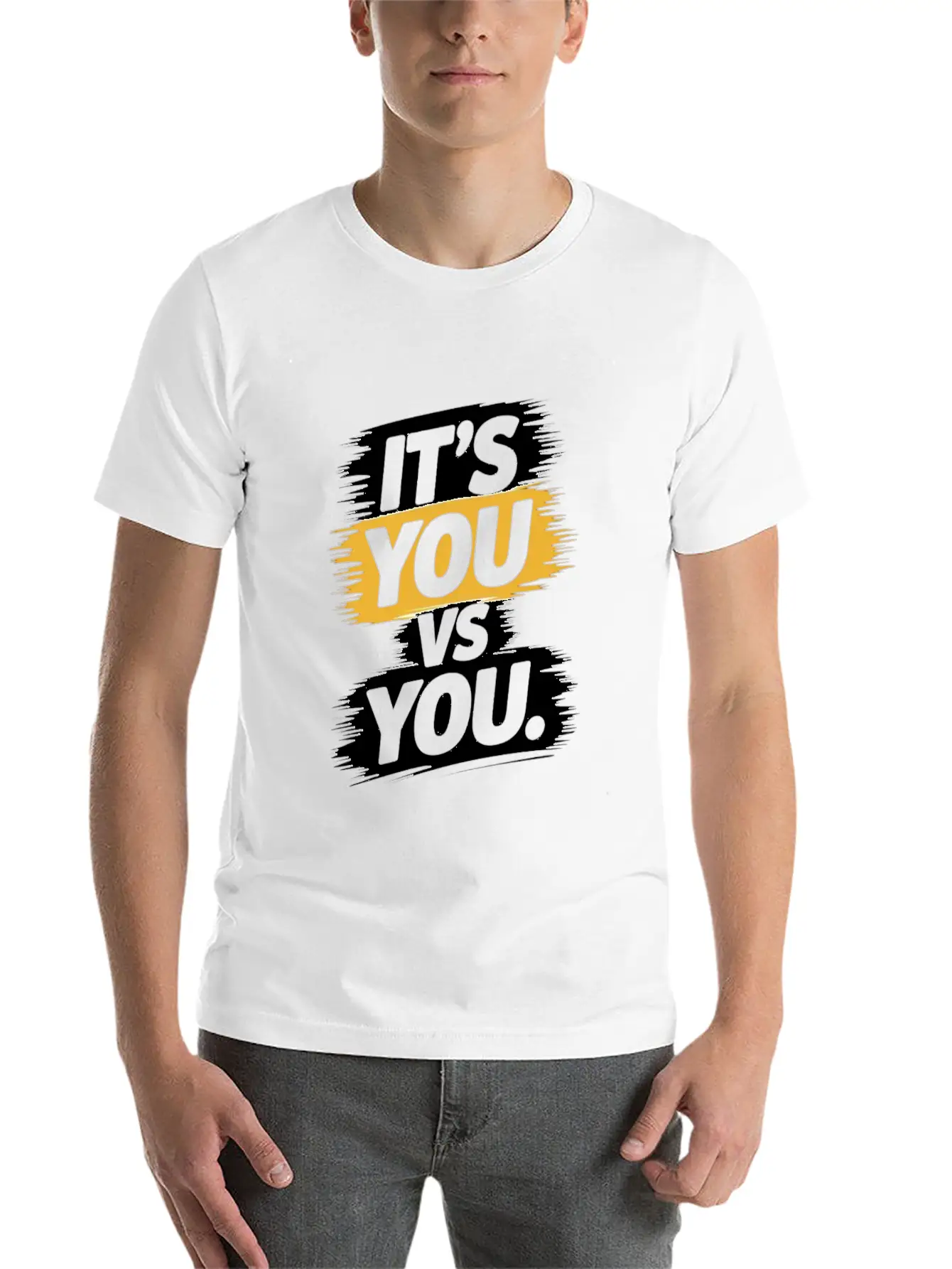 It's You Vs. You - Motivational Quote Unisex Short Sleeve Soft Cotton T-Shirt – Casual Everyday Wear