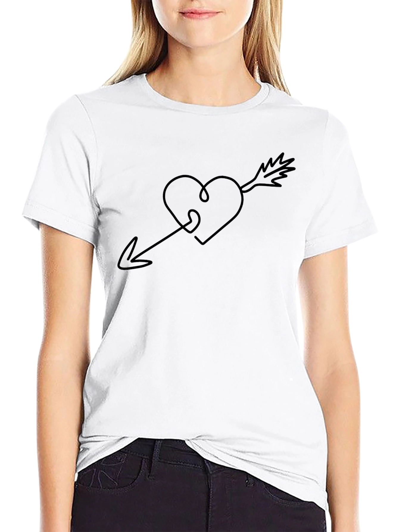Heart Arrow Graphic Tee - Modern Minimalist Design